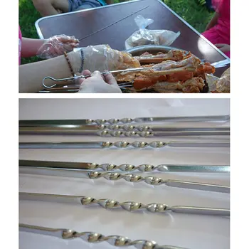

Flat Stainless Steel Barbecue Sign Barbecue Tools Iron Plated Flat Baking Needle 38Cm*4.5Mm (10 Pieces Of Stainless Steel)