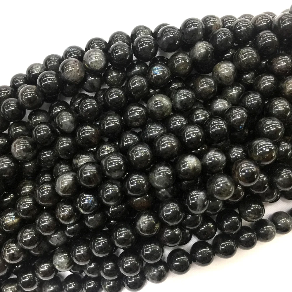 Arfvedsonite Круглые бусины для изготовления колец ювелирных изделий