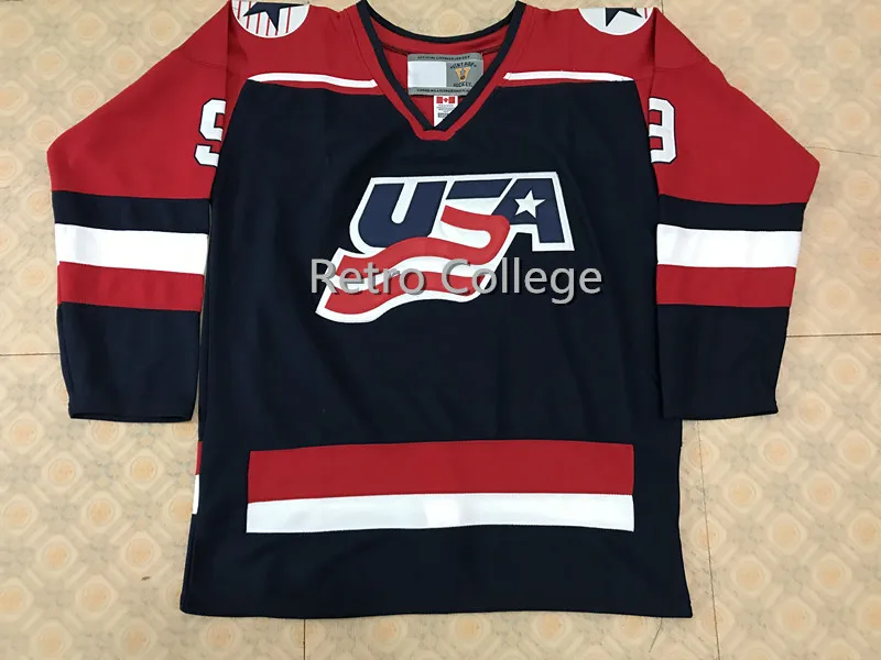 

Team USA 2002 #9 Mike Modano Retro throwback Hockey Jersey Embroidery Stitched Customize any number and name