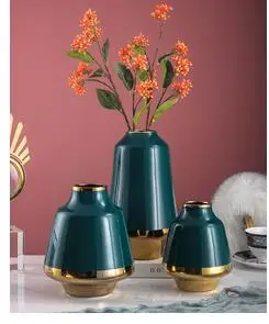 

NORDIC CLASSIC CERAMIC VASES GOLDEN GREEN GLAZED PORCELAIN VASE ORNAMENTS DESKTOP DECOR HOME DECORATION ACCESSORIES MODERN