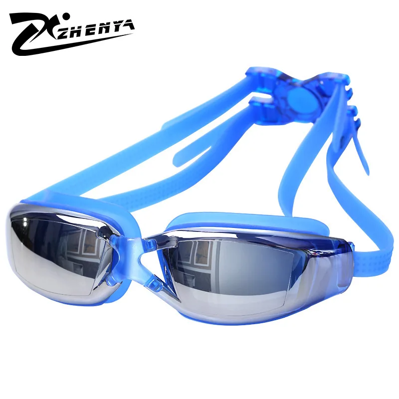 

ZHENYA Goggles Waterproof Anti-fog High-definition Goggles Men And Women Big Box Electroplated Myopia Plain Glass Swimming Glass