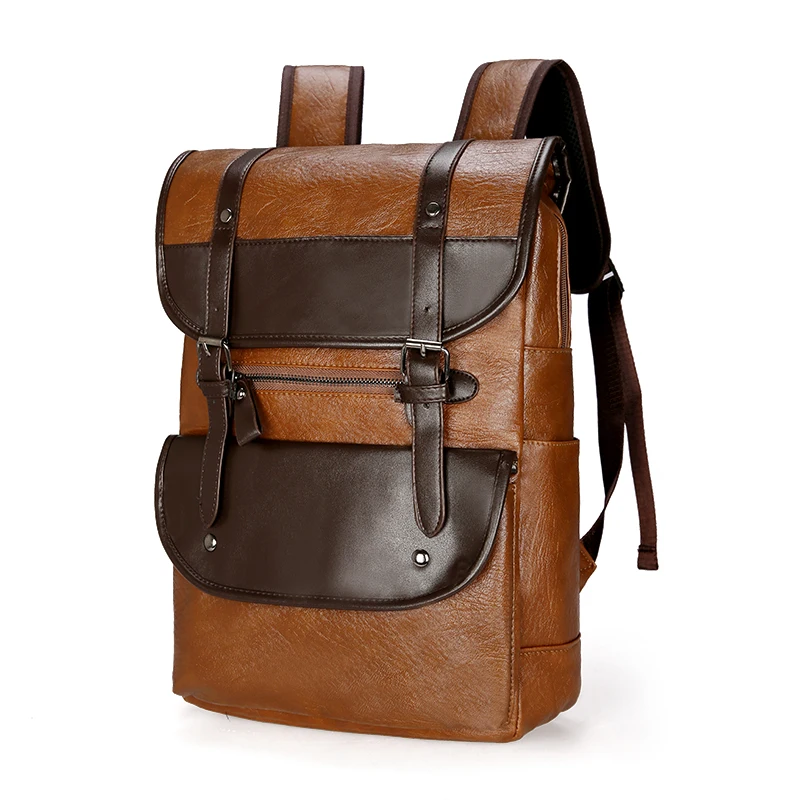 Leather Large Rucksack 16.5 inch Laptop Backpack Schoolbag For Teenagers Boys Travel Bag