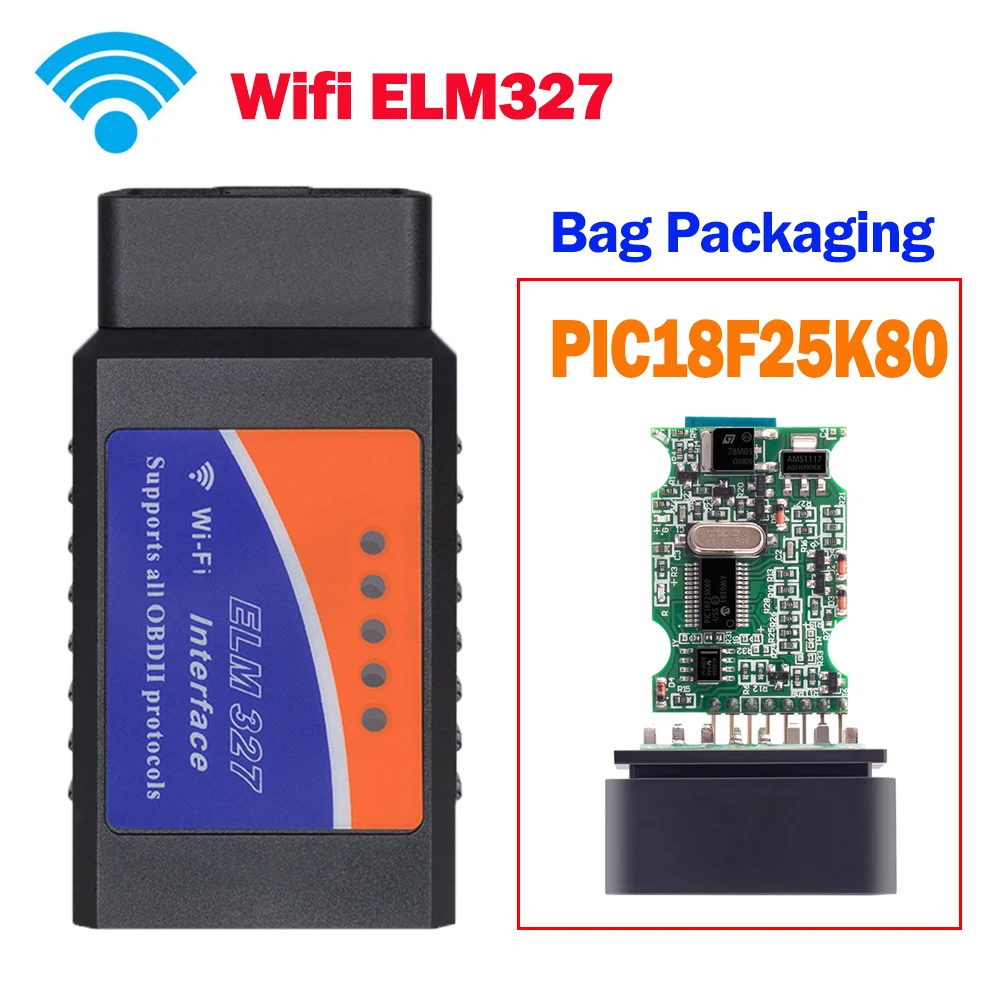 ELM327 V1.5 OBD2 Scanner PIC18F25K80 Chip Wifi ELM 327 Bluetooth elm327 Car Diagnostic Tool For iPhone/Android high quality auto inspection equipment Code Readers & Scanning Tools