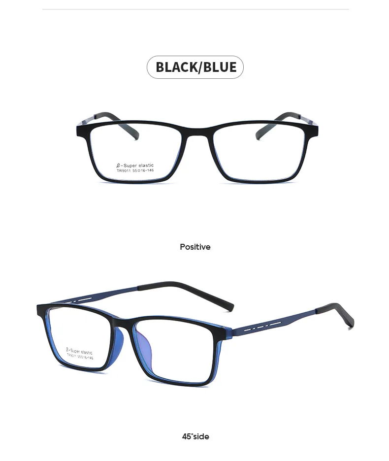 UVLAIK TR90 Pure Titanium Glasses Frame Men Square Anti Blue Light Computer Goggles Eyeglasses Women Prescription Eyeglass Frame clear blue light glasses