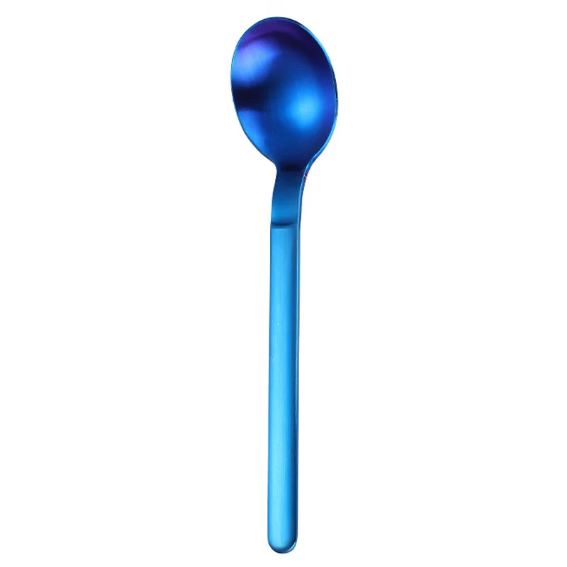 Blue Tofok 304 нержавеющая стальная длинная ручка красочная Ложка Столовые приборы кофе для питья крем десерт Совок коктейльное перемешивание ковш - Color: Blue