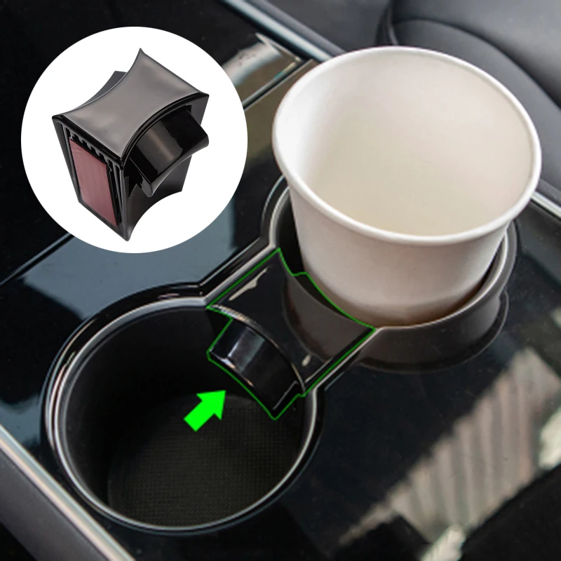 Grehod Car Water Cup Slot Slip Limit Clip for Tesla Model 3 Vehicle Durable Anti-Fall ABS Car Water Cup Holder Limiter Reduce Shake Cup Partition Cool