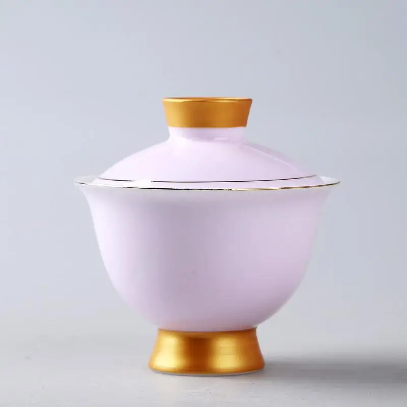 Китайские традиции Gaiwan керамика Чай комплект и рисунком «кунг-фу» фарфоровые чайные чашки Чай чаши супница для путешествий чайные принадлежности Инструменты 180 мл - Цвет: mauve