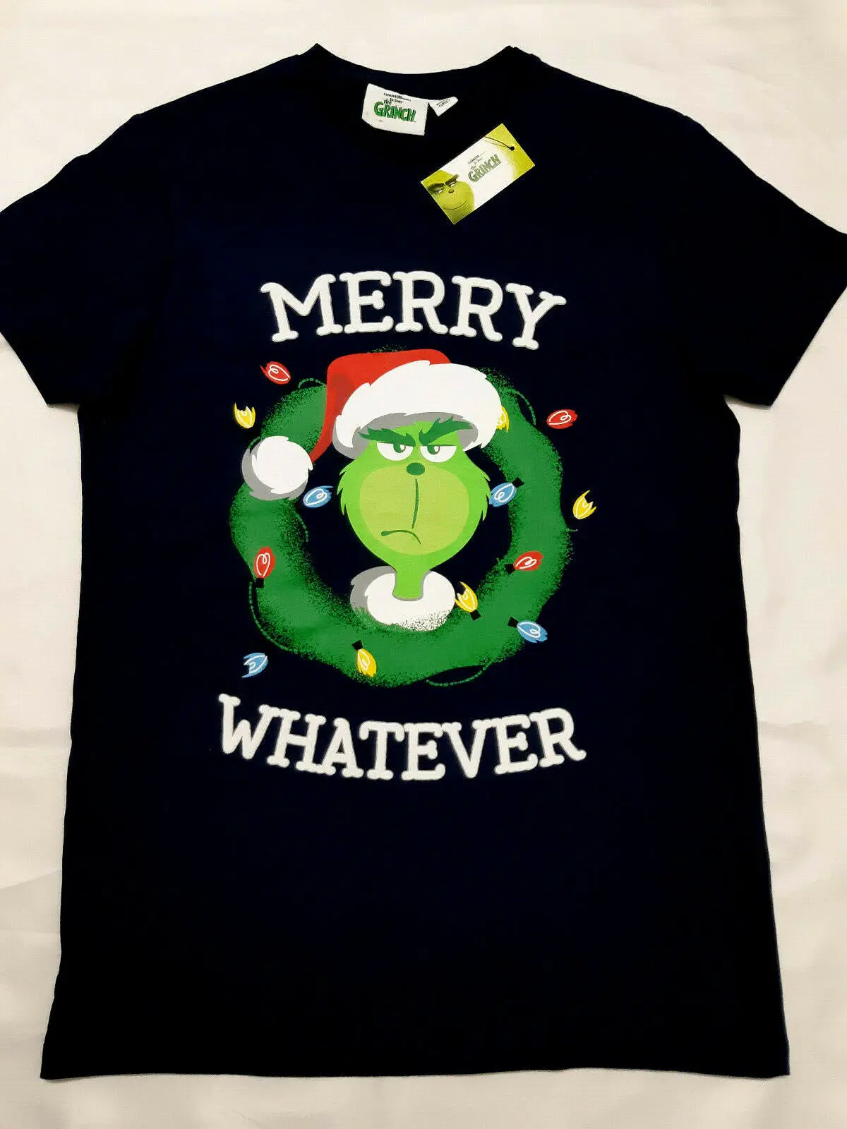 Официальная Рождественская футболка GRINCH 'MERRY WHATEVER' BL с коротким рукавом PRIMARK |