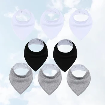 

8pcs Cotton Baby Bibs Infants Triangle Scarf Soft Newborn Bib Multifunctional Saliva Towel (White + Grey + Black)