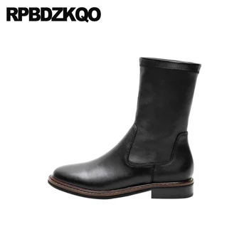 

tall fur knee high chunky 10 casual big size plus fall short black long block women ankle boots 2019 round toe shoes low heel