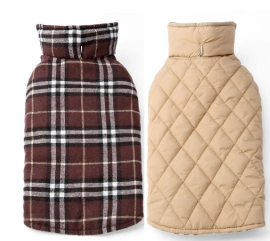 brown plaid 1 шт./партия, клетчатая рубашка для домашних животных, собак, пальто, кофты для щенков с обеих сторон, одежда для собак, 6 цветов - Цвет: brown plaid