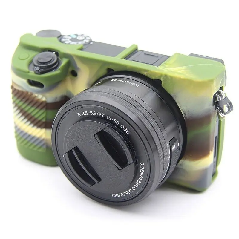 Camouflage Мягкий силиконовый чехол-бампер, защитный чехол для камеры sony Alpha A6300 A6400A6100, защитный чехол для камеры - Цвет: Camouflage