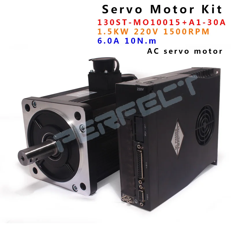 130ST-M10015 220V 1.5KW AC Servo motor 1500W 1500RPM 10N.m Single-Phase AC drive permanent magnet Matched Driver A1-SVD-30A