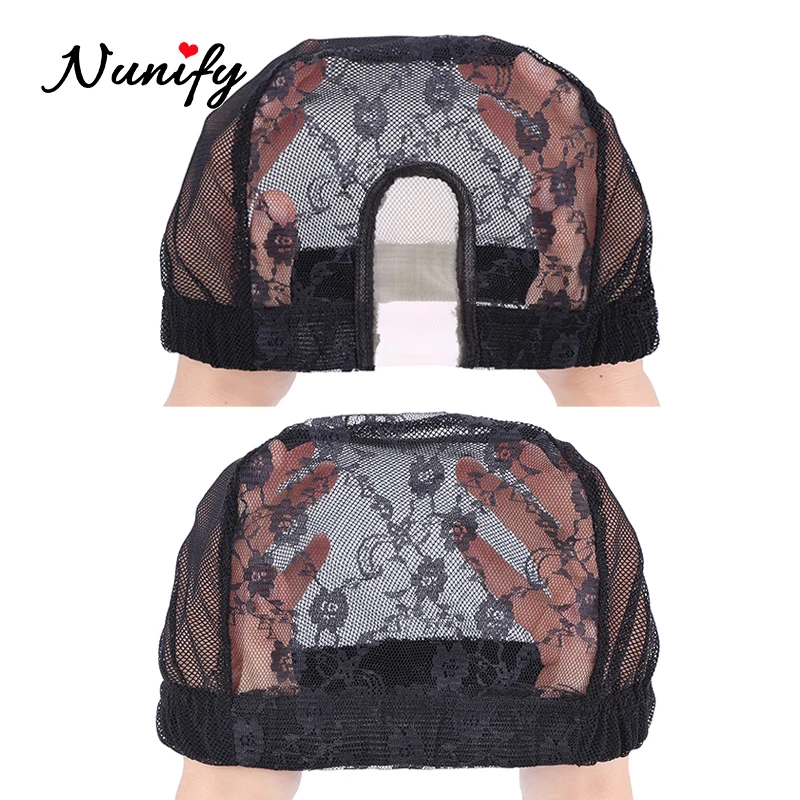 Nunify 1Pcs/Lot U Parting Wig Cap For Making Wigs With Free Size Strap On The Back Weaving Ventilation Hair Net Black | Шиньоны и
