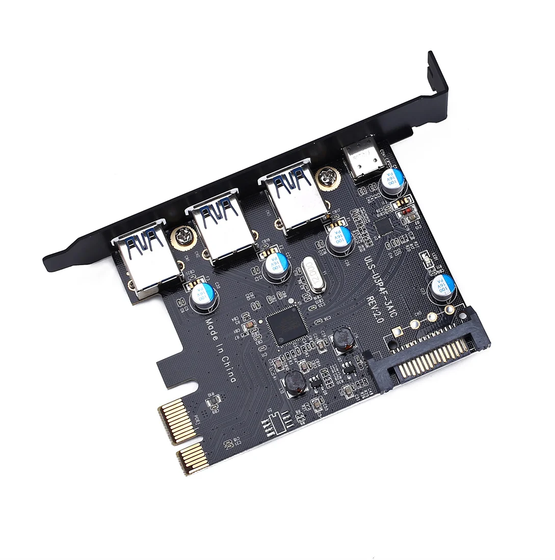 Добавить на карты USB 3,0 PCI-E type C Плата расширения PCI Express адаптер контроллера 3x UBS3.0+ 2x USB 3,1+ 4Pin питание 15Pin SATA