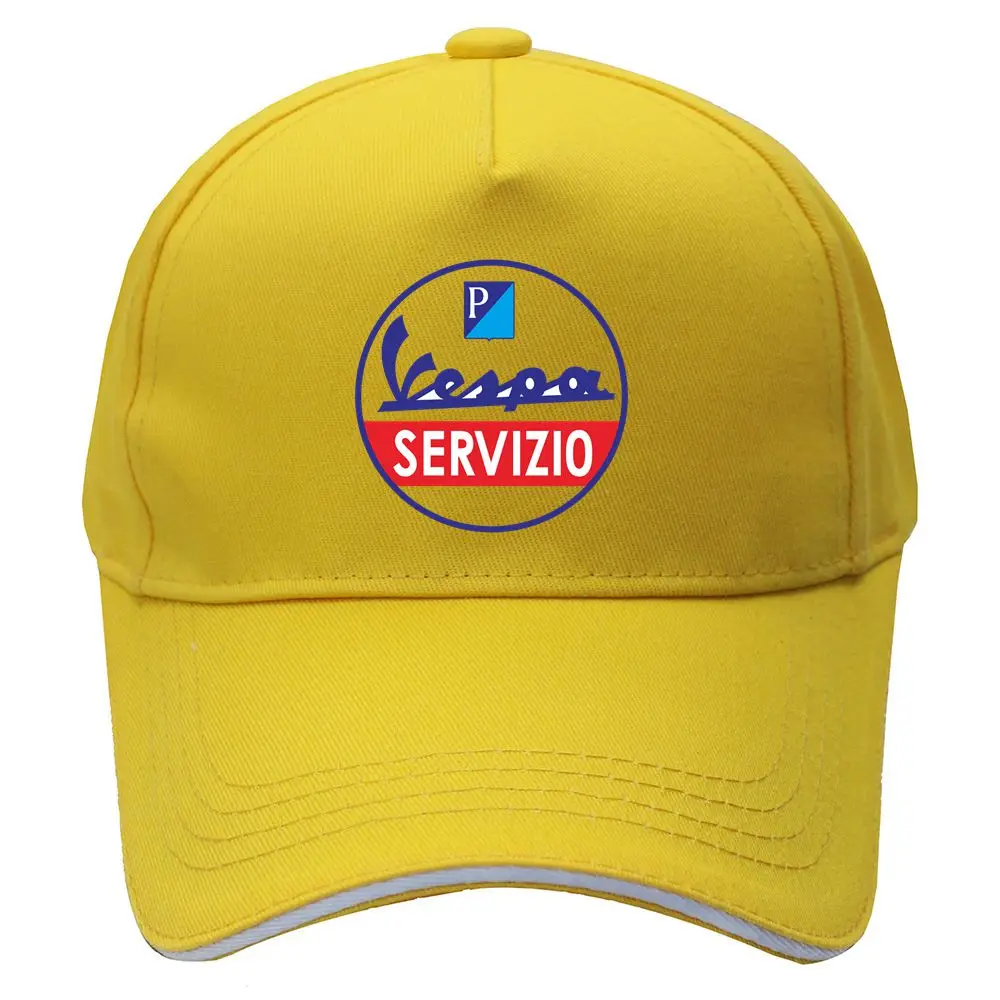 Кепка Vespa, бейсбольная кепка бейсболка шапка Vespa servisio, автомобильная Кепка Vespa, Кепка в стиле хип-хоп, Кепка с регулировкой размера, головные уборы для мужчин и женщин - Цвет: Цвет: желтый