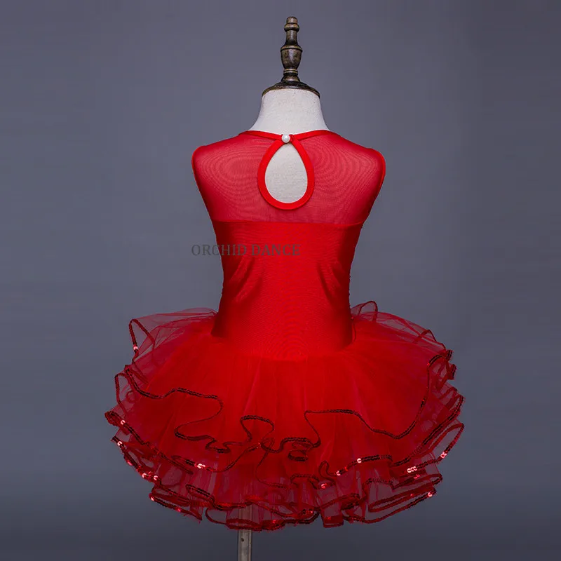 High Quality Kids Girls Dance Stage Wear Christmas Sequins Red Jazz Costumes