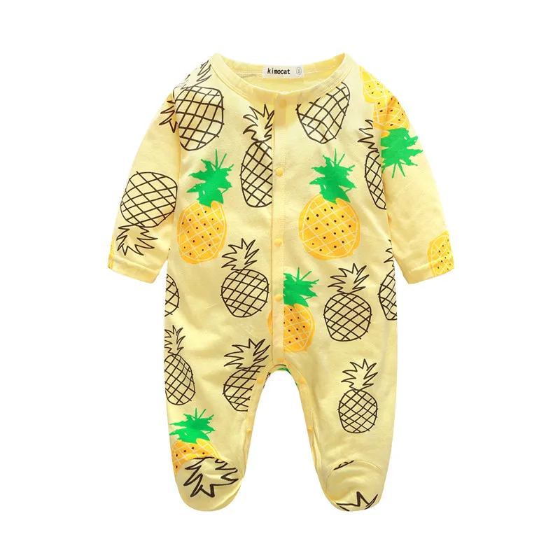 Осенние детские комбинезоны одежда для маленьких девочек комбинезон для мальчиков, для малышей младенцев Зимняя одежда костюмы для новорожденных милые детские фруктовый принт, одежда для детей - Цвет: Цвет: желтый