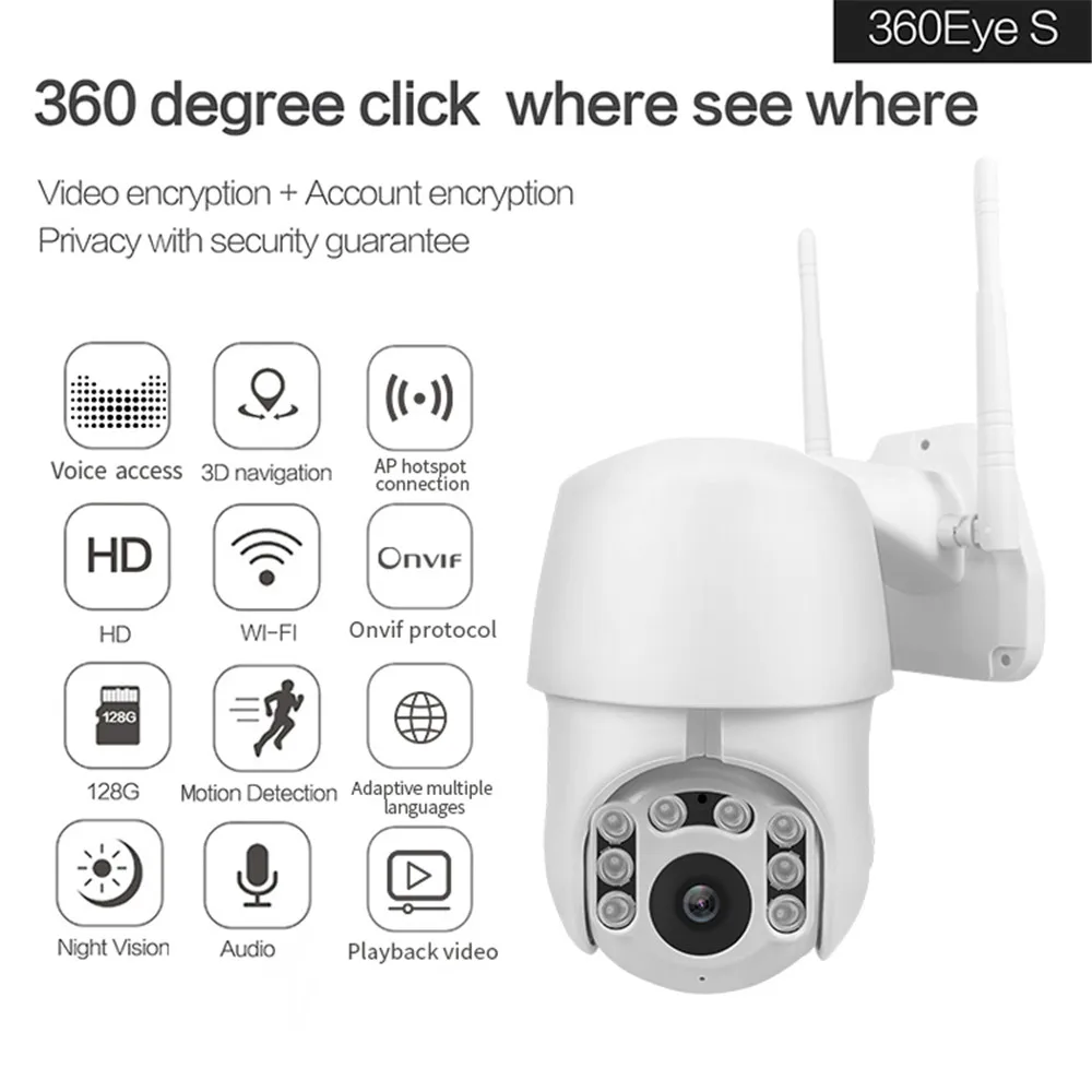 

1080P IP Camera WiFi Wireless Automatic Tracking PTZ Dome Camera Outdoor CCTV Security Surveillance Waterproof Camera