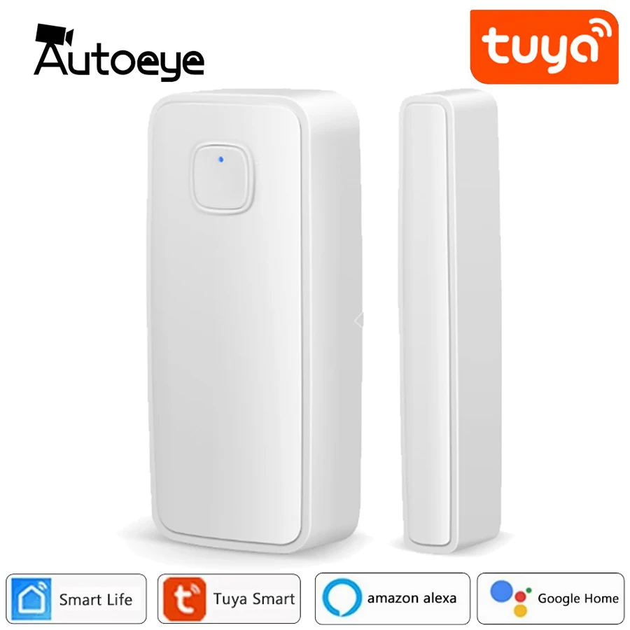 Tuya WiFi inteligente Sensor de puerta inalámbrico ventana abierta cerrado Detector de App la notificación de alerta de seguridad de alarma de Alexa de Google