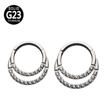 

G23 Titanium Nose Ring Half Hoop Hinged Segment CZ Daith Piercing Septum Clicker Helix Cartilage Earring Body Piercing Jewelry