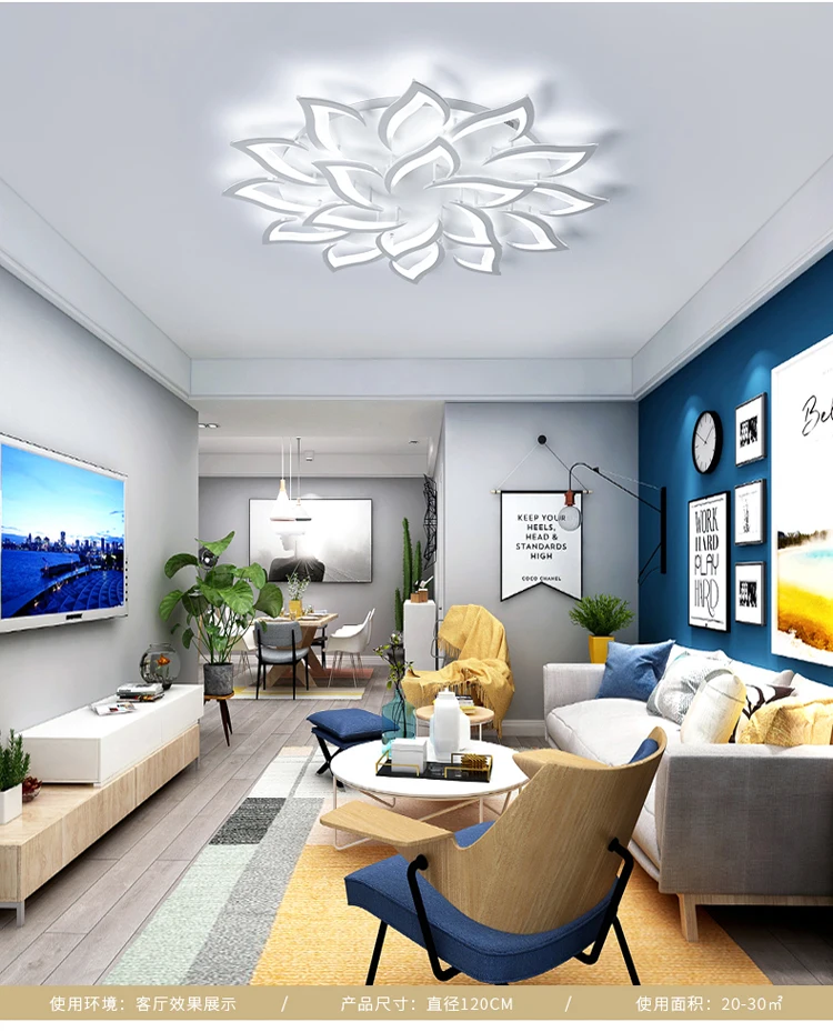 Lustres de Teto Iluminação para Sala Cozinha com Controle Lustre Moderno Estar Quarto Remoto Luminárias Led 7 Luzes e Iluminação