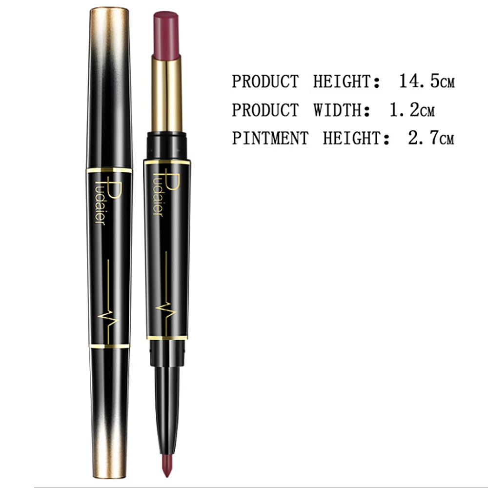 2 In 1 Double Ended Waterproof Pencil Lipstick Pen Matte Lip Liner Long Lasting Makeup Multifunct Lip Pencil Antifouling Lipstic