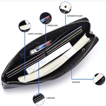 

New Man Purse Men Wallet Long Zipper Style Large Capacity Multilayer Card Phone Bag Change Soft Hand Bag