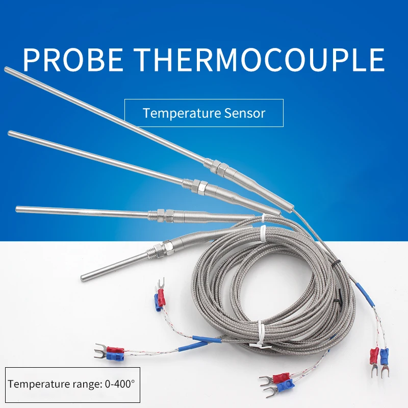 K-type thermocouple stainless steel probe 100mm 1m 2m 3m 4m cable length 0 ~ 400C temperature sensor temperature sensor