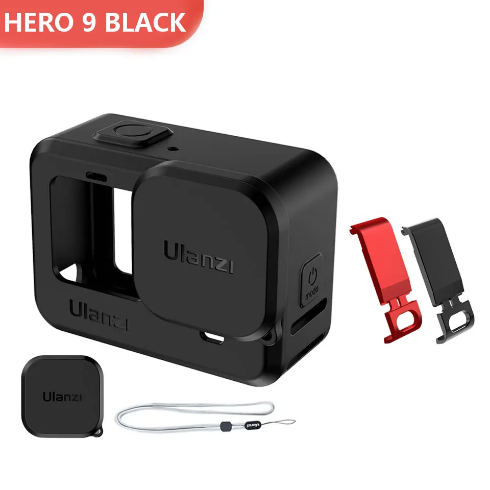 Силиконовый защитный чехол + для объектива GoPro Hero 9 черный аккумулятора корпуса