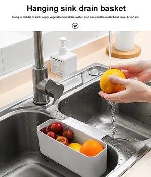 

NEW Kitchen Sink Hanging Drain Basket Sink Kitchen Waste Storage Basket Multi Functional Dishwashing Pool Shelf Y9Y085B8
