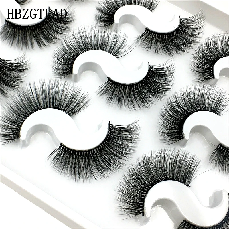 HBZGTLAD 9 Pairs 3D natural mink eyelashes wholesale strip silk lashes new makeup eyelash extension false eyelashes for beauty - Цвет: 6D-018