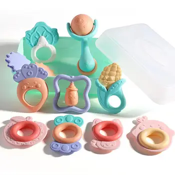 

Baby Silicone Teether Pacifier Teething Nursing Silicone BPA Free Toys Baby Toys Rattles Set