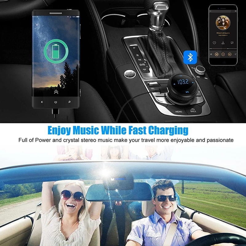 Автомобильный MP3-плеер Bluetooth fm-передатчик Hands-free автомобильный комплект аудио mp3 модулятор дисплей 2.1A USB Автомобильное зарядное устройство
