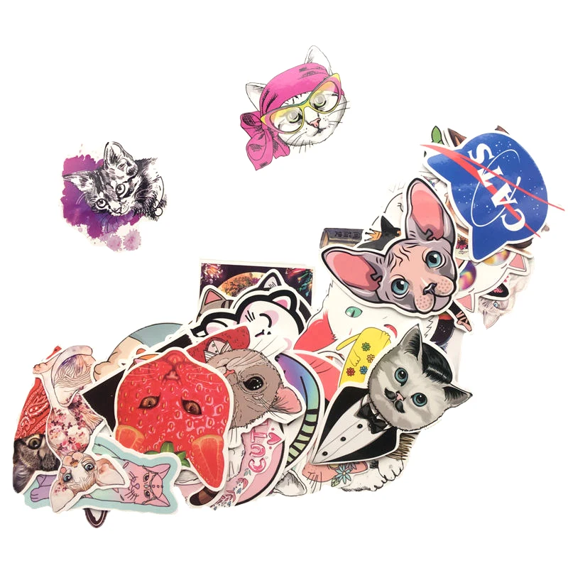 Горячая 50 шт./партия Kawaii Cat мультипликационные наклейки животных водонепроницаемые детские игрушечные этикетки подарок на портфель для ноутбука Скрапбукинг автомобиль Sicker