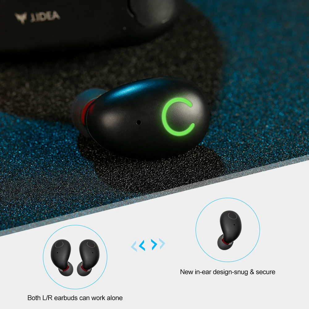 Whizzer B6 IPX7 Waterproof Upgraded TWS Earphones Wireless Earbuds Bluetooth 5.0 Support Aptx 45h Playing Time For iOS/Android