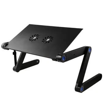 

Laptop Desks Portable Adjustable Foldable Fan Laptop Notebook Lap PC Folding Desk Table Vented Stand Bed