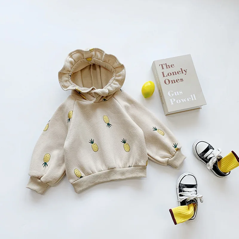 Autumn and Winter Children's Sweater Baby Girl Jacket Kids Girl's Sweatshirts Hooded Tops Children Outfits Clothing - Цвет: beige