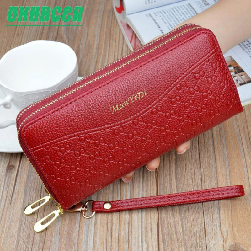 Monederos teléfono, carteras para mujer, grandes carteras para mujer, de marca de cuero, Retro, carteras largas para mujer, embrague de tarjeta doble LSH514|Carteras| - AliExpress