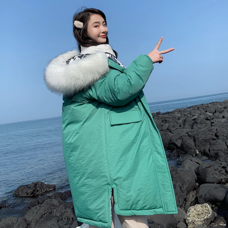 Небесно-голубой Зимняя женская куртка в Корейском стиле с капюшоном и хлопковой подкладкой, Новое Женское зимнее пальто, верхняя одежда, модная теплая парка - Цвет: Небесно-голубой