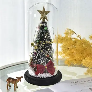 

Christmas Tree Glass Dome Display Base LED Fairy String Light Home Decor Bedroom Desk Night Light for Christmas Gift New