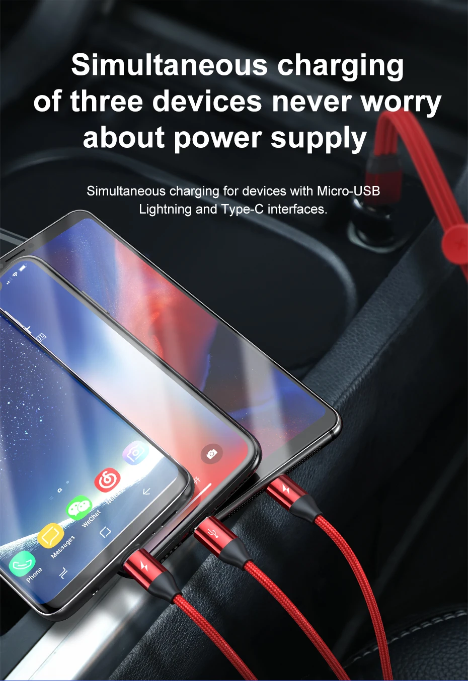 Baseus 3 в 1 USB кабель для iPhone Micro usb type C кабель для Android для мобильного телефона Магнитный зарядный кабель USBC Microusb