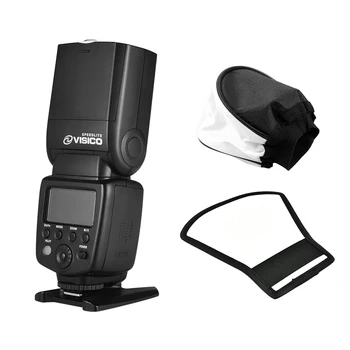 

VISICO Camera Flash Speedlite E-TTL 2.4G Wireless Trigger System+Soft Cloth Silver White Reflector for Canon 5DIV 5DS 70D 80D