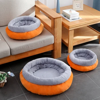 

Plush Dog Kennel Round Pet Bed Soft Warm Puppy Deep Sleeping Sofa Cushion Winter Cat Beds Mat Chihuahua Kitten House