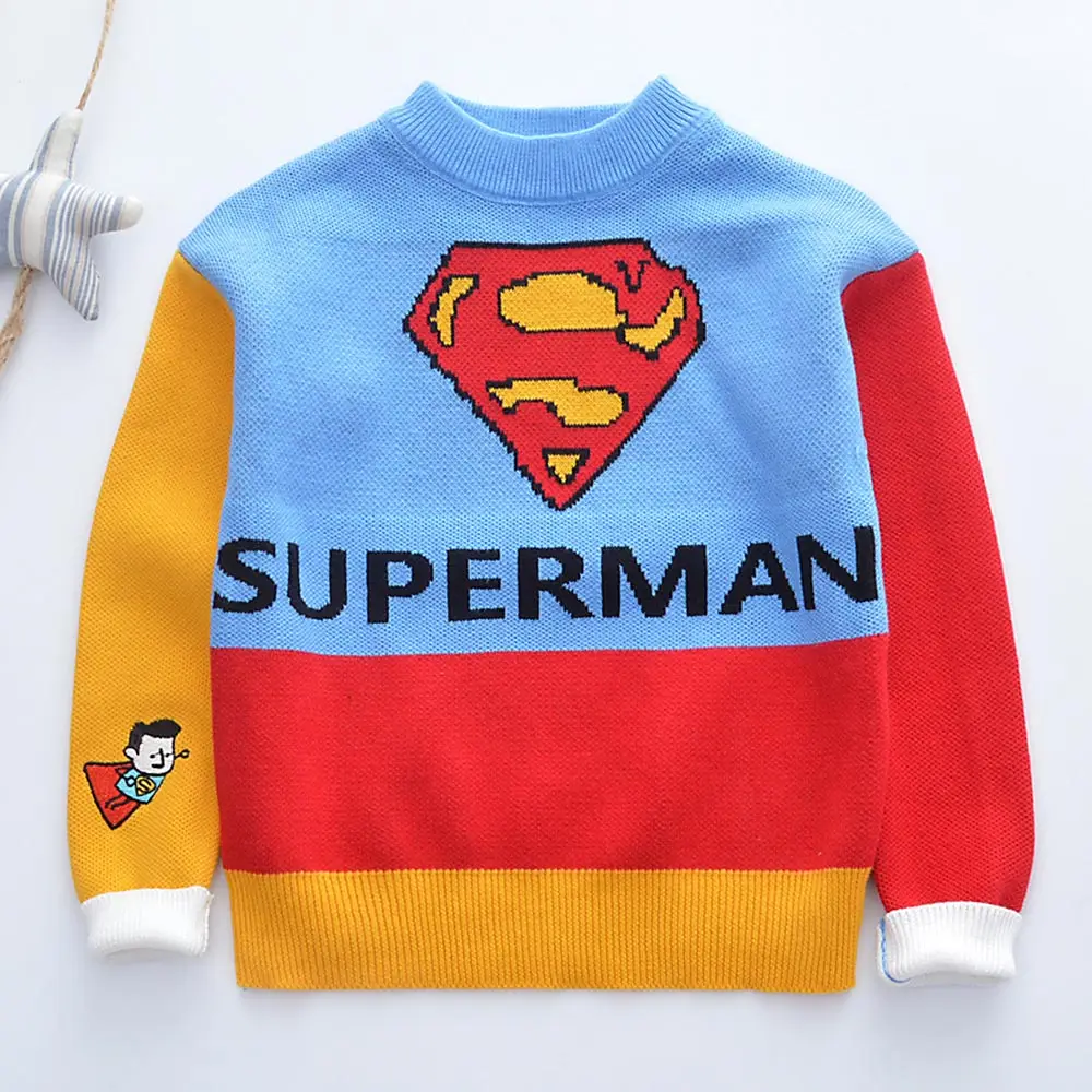 От 1 до 6 лет свитера для мальчиков с изображением Капитана Америки, Бэтмена, Супермена; Детские свитера с рисунками; мягкие модные свитера с длинными рукавами на весну и осень