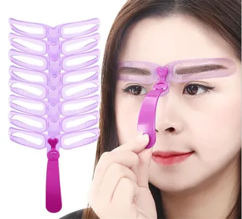 

New 100 pcs/lot Reusable 8 in1 Eyebrow Shaping Template Helper Eyebrow Stencils Kit Grooming Card Eyebrow Defining Makeup Tools
