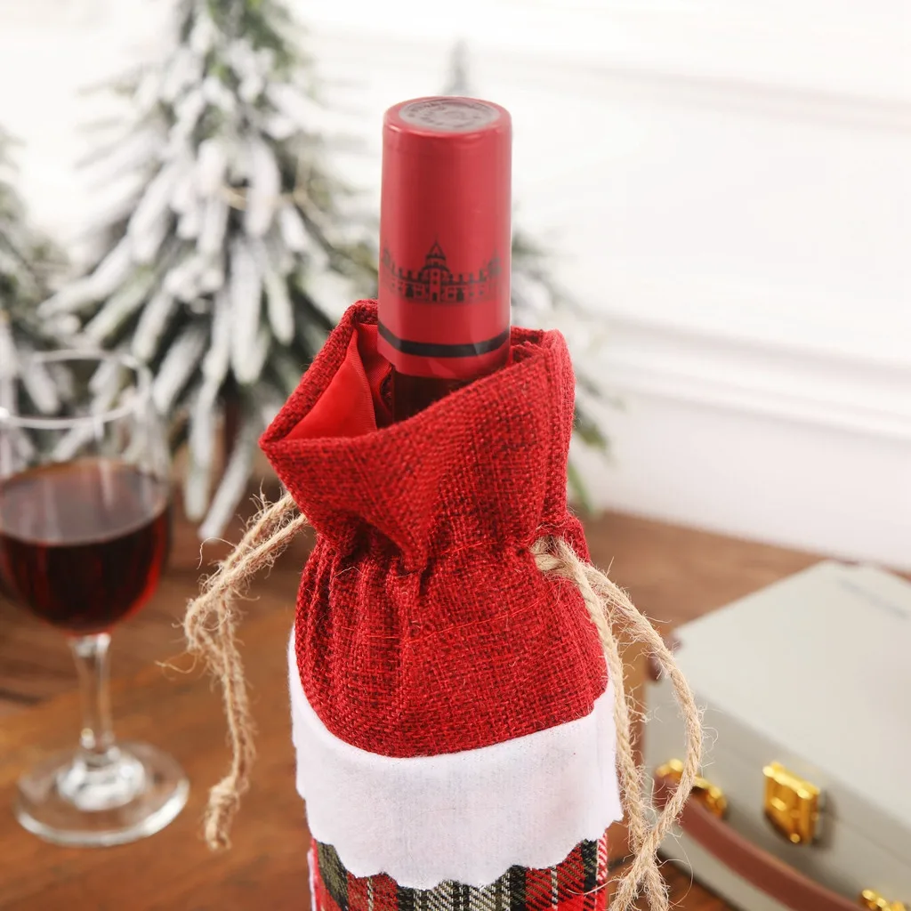 45# рождественские праздничные украшения изысканный новогодний мешок для вина машина вышитые бутылки вина набор принадлежности для украшения стола