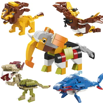 

Creative Animal World Elephant Lion Dinosaur Shark Bird Building Block Brick Set Compatible blocks Educational Kids Toy