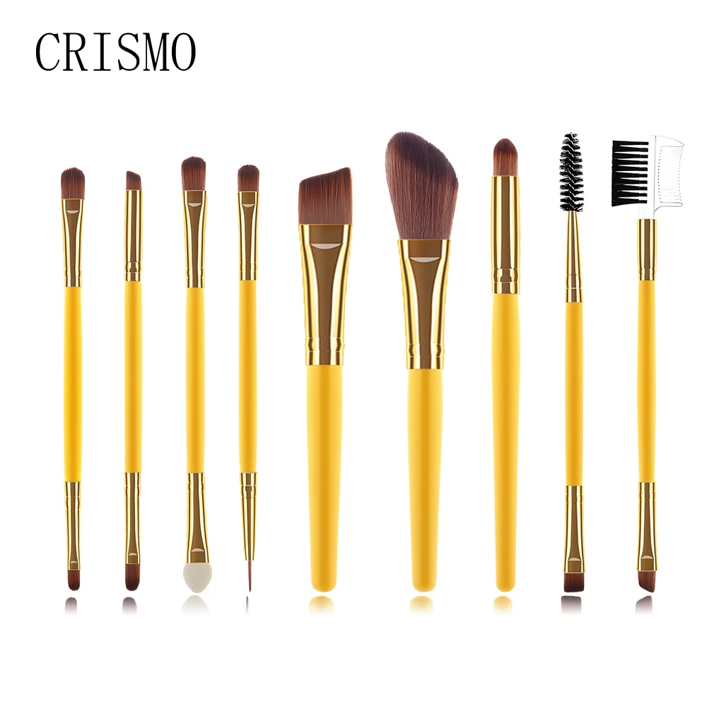 

CRISMO 9Pcs Professional Makeup Brushes Eyeshadow Eyebrow Make Up Brushes Set Hair Synthetic Bristles Cosmetics Kits Beauty Tool