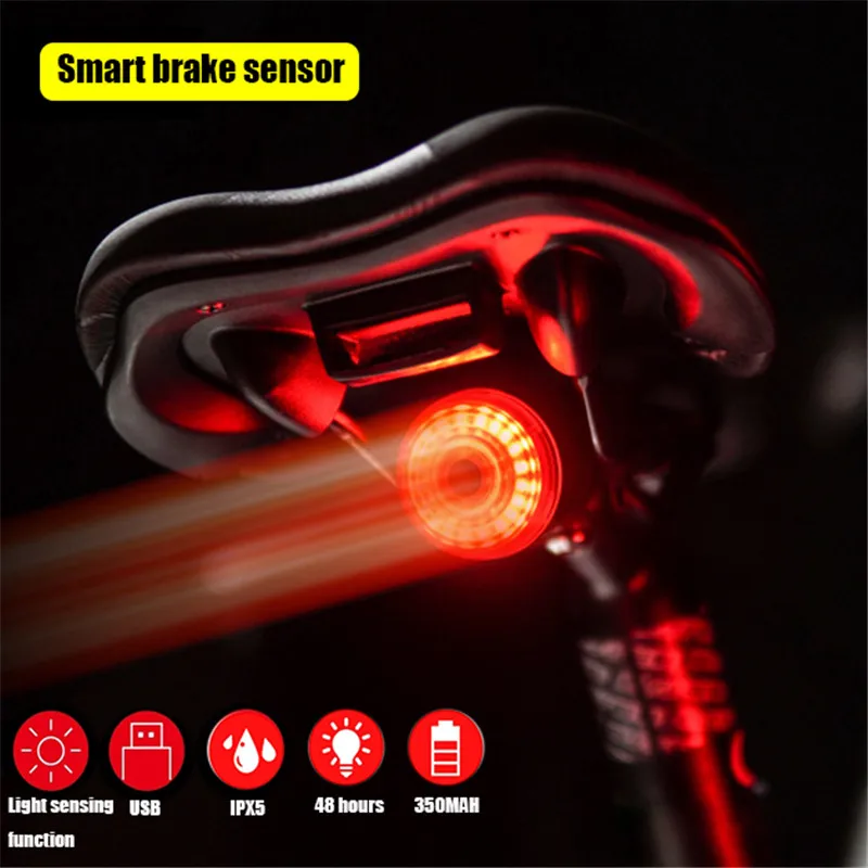 Bike Smart brake light sensor Bicycle Light Smart Sensor Signal Light Brake Tail USB  Rechargeable For MTB Road Bike